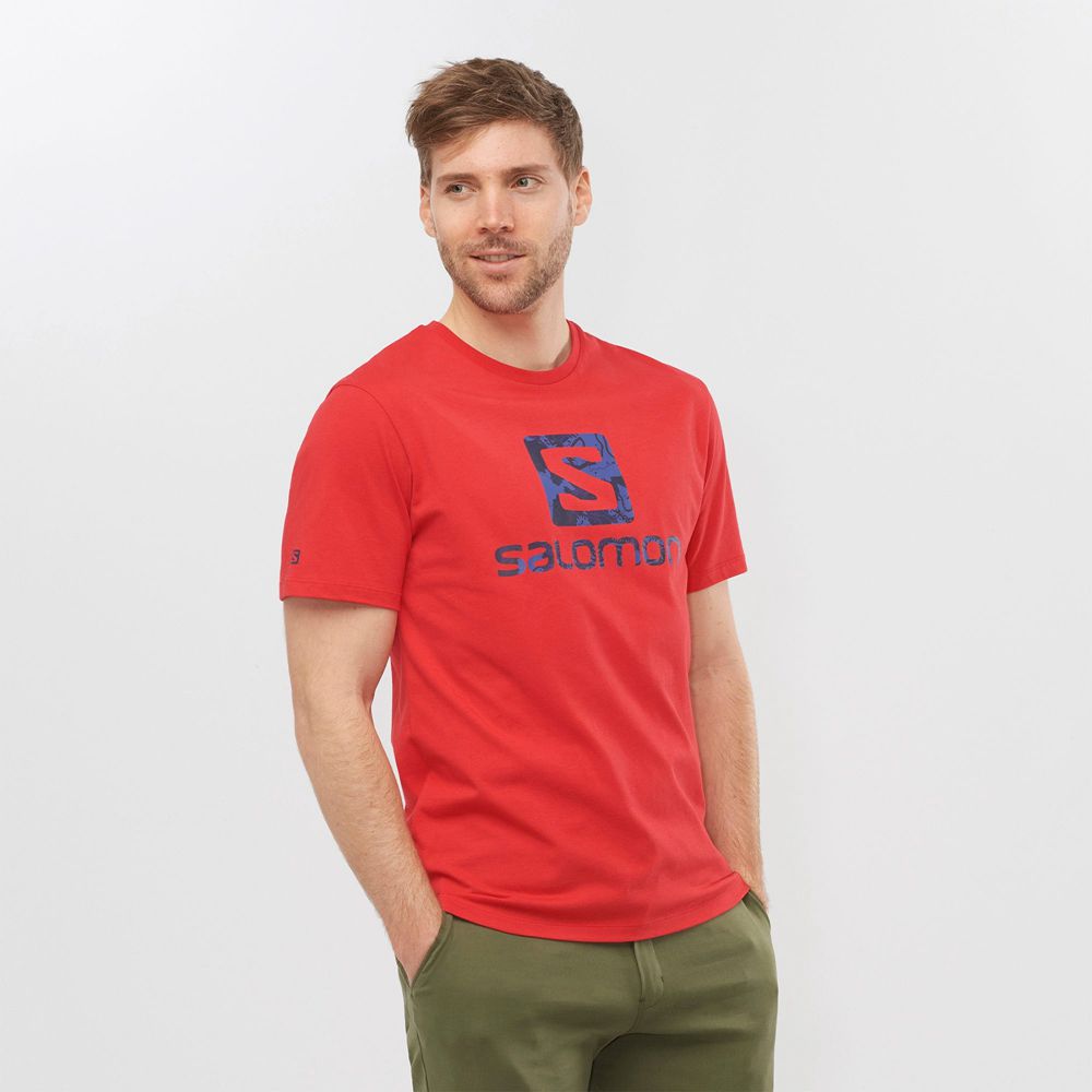 SALOMON OUTLIFE LOGO Philippines - Men's Tee Shirt - Red | 209841-IZB